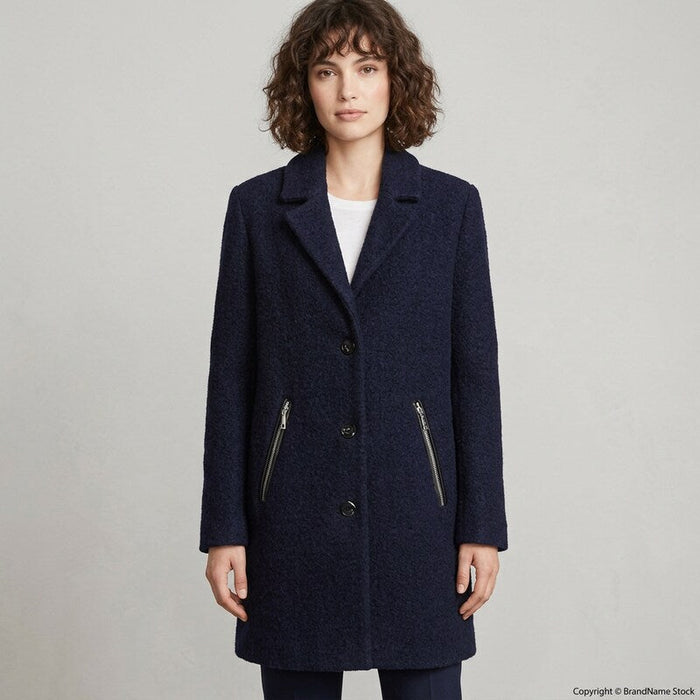 Calvin Klein Womens Boucle 3 Wool Coat with Button Closure, Indigo, Medium by Vanessa Jane