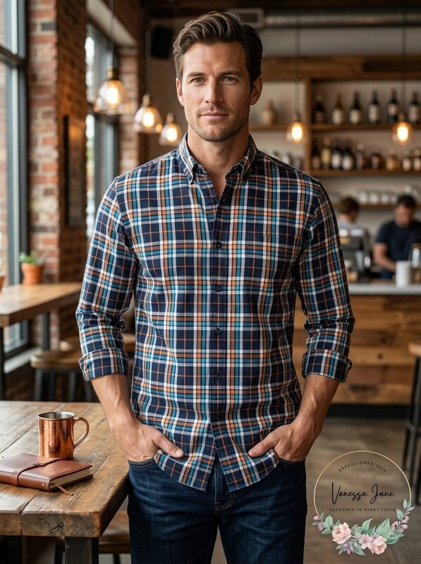 Club Room Mens Stretch Plaid Shirt, Size Large by Vanessa Jane