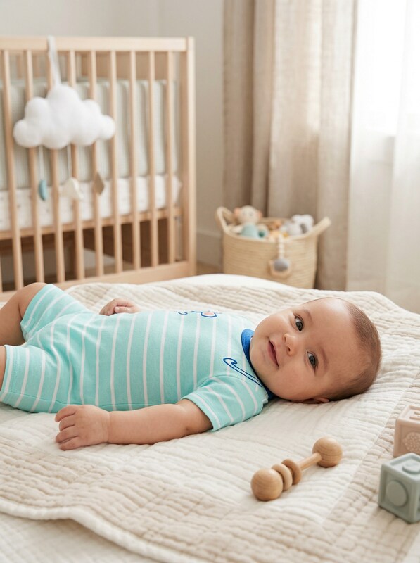 First Impressions Baby Boys Striped Monkey Cotton Romper,Size 12Mo by Vanessa Jane