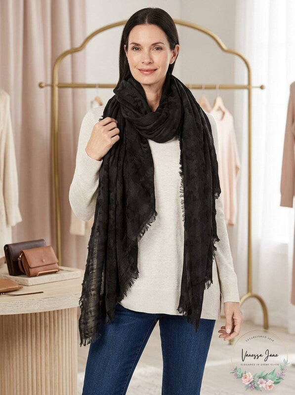 Cejon Basketweave Gauzy Travel Scarf & Wrap One Size by Vanessa Jane