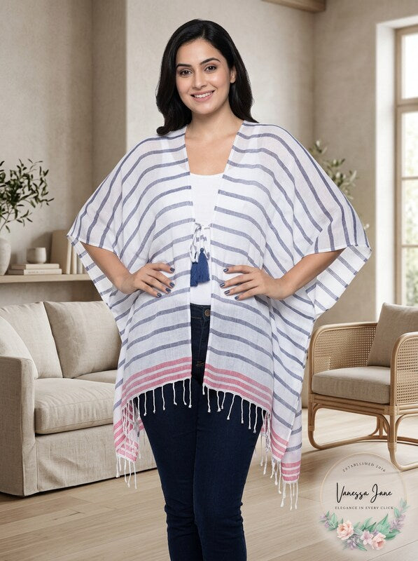 Inc Striped Tie Topper, White/Navy, One Size by Vanessa Jane