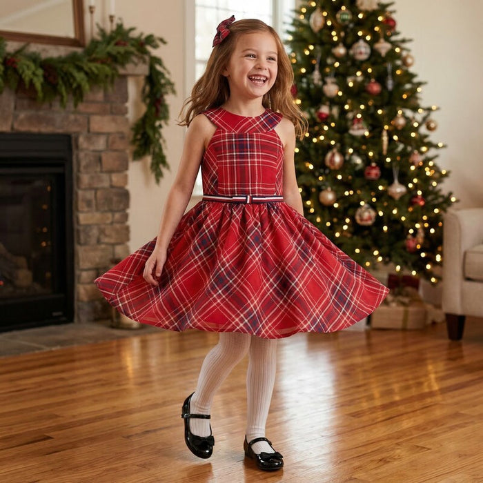 Tommy Hilfiger Kids Sleeveless Plaid Dress Plaid Red Girls Dress, Size XL by Vanessa Jane