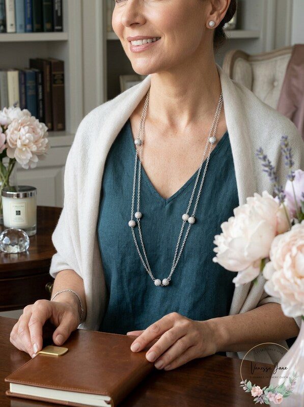 Inc Silver-Tone Pave Fireball Strand Necklace by Vanessa Jane
