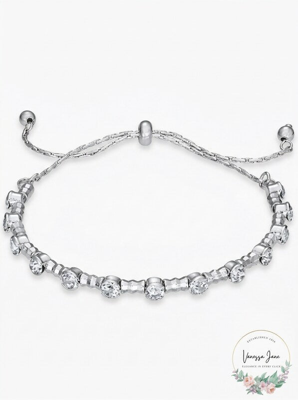 Inc Silver-Tone Crystal Beaded Slider Bracelet by Vanessa Jane