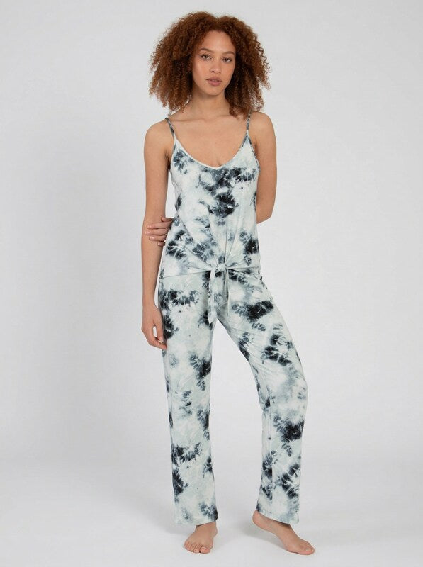 Midnight Bakery Tie-Front Tie-Dyed Hacci Cami, Large by Vanessa Jane