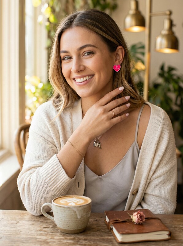 Holiday Lane Silver-Tone Be Mine Heart Stud Earrings, Pink by Vanessa Jane