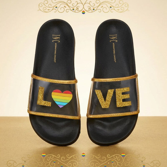 I.n.c. Pride Rainbow Love Slide Slippers - Love, Size XL by Vanessa Jane