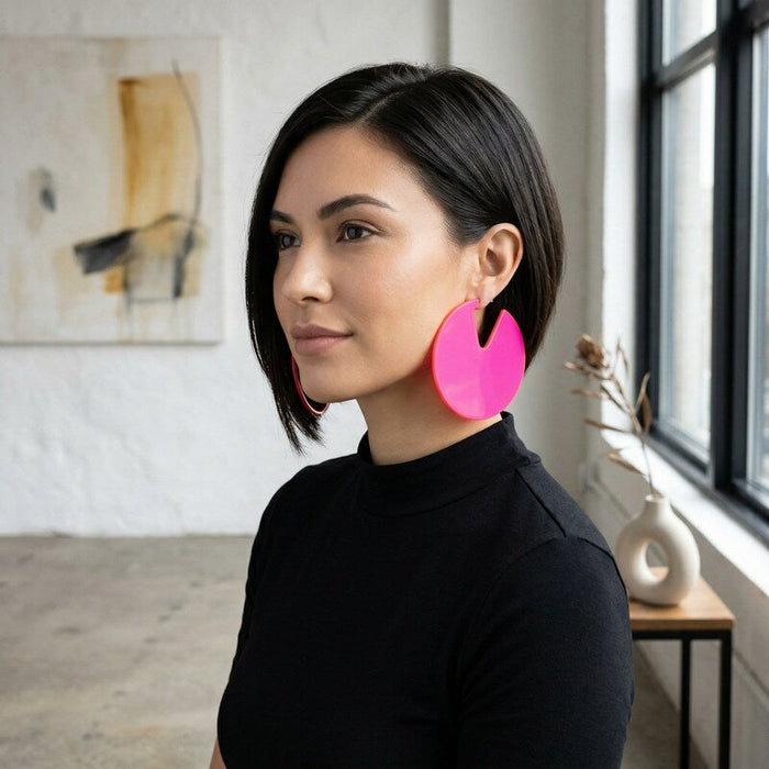 Inc Silver-Tone and Pink Circle Hoop Earrings by Vanessa Jane