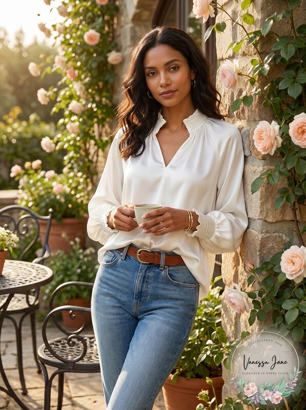 Vince Camuto Womens Ivory Smocked Blouson Sleeve Split Wear to Work Blouse Small by Vanessa Jane