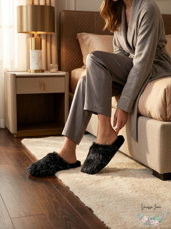 I.n.c. Fluffy Faux-Fur Scuff Slippers,Size Small by Vanessa Jane