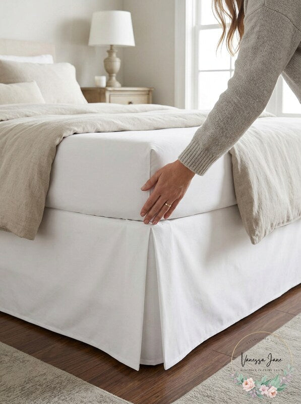 Nautica 15 in. Solid Cotton White Queen Drop Bedskirt by Vanessa Jane