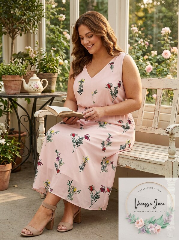 Vince Camuto Womens Pink Plus Size Tropical Garden Maxi Dress, Size 3X by Vanessa Jane
