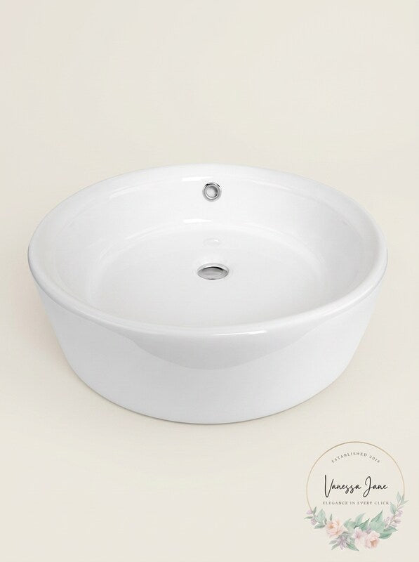 Eago EAGO 15.75-in White Round Counter Top Vessel Sink BA129 by Vanessa Jane