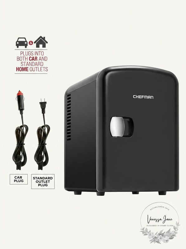 Chefman Mini Portable Personal Fridge 4 Liter Capacity Black by Vanessa Jane