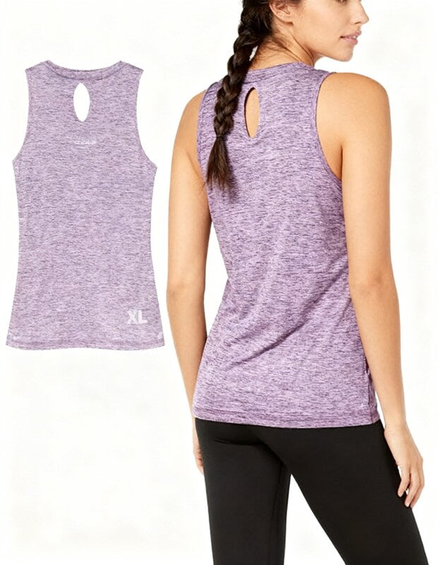 Ideology Heathered Keyhole-Back Tank Top,Size XL by Vanessa Jane
