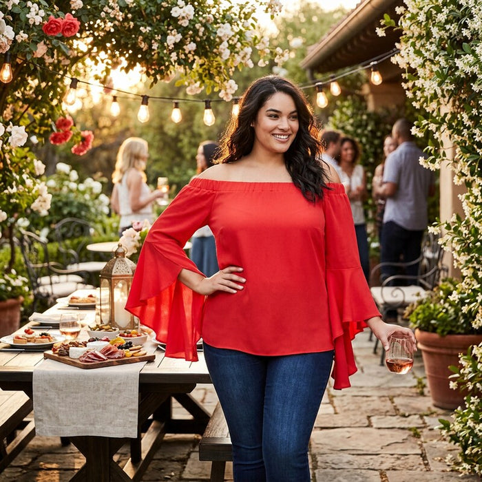 City Chic Trendy Plus Size Dramatic-Sleeve Top, Size XL22 by Vanessa Jane