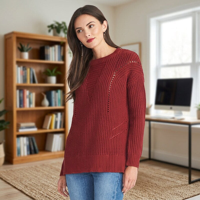 Rachel Roy Womens Frayed Long Sleeve Jewel Neck Sweater, Size XL by Vanessa Jane