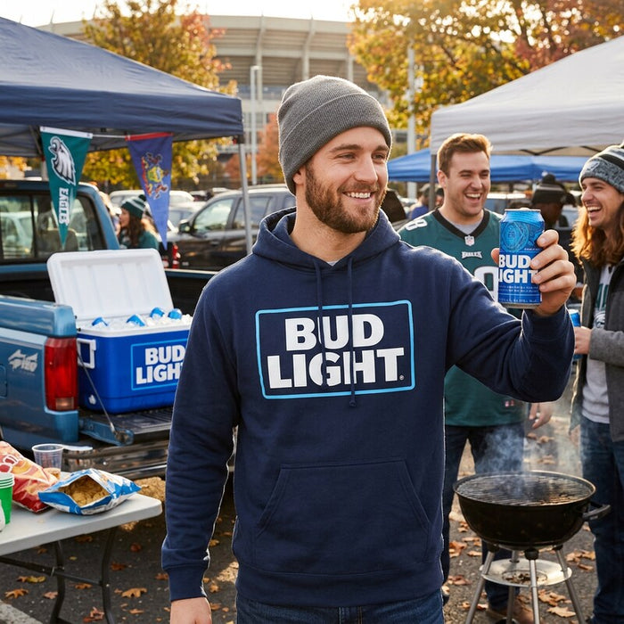 Bud Light Logo Mens Hoodie, Size Small by Vanessa Jane
