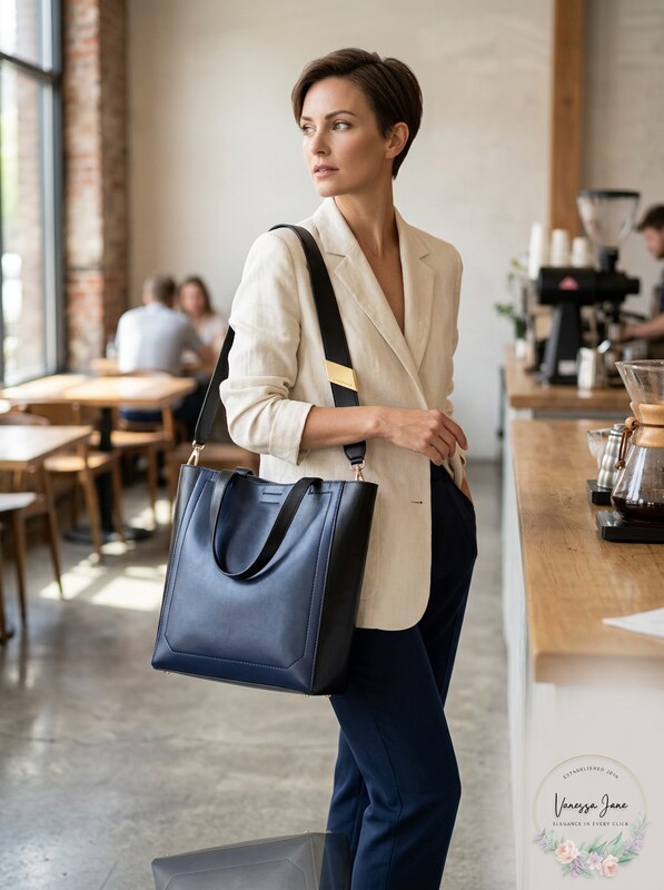 Calvin Klein Karsyn North South Leather Small Tote Shoulder Bag by Vanessa Jane