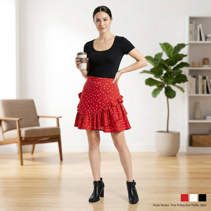 Maison Jules Womens Red Ruffled Polka Dot Short Ruffled Skirt, Size XS by Vanessa Jane