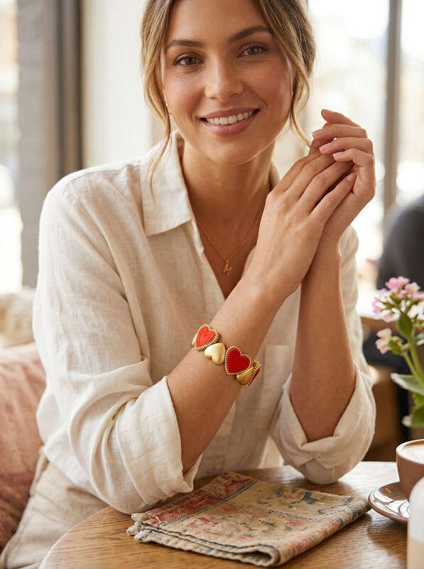 Thalia Sodi Gold-Tone Heart Stretch Bracelet by Vanessa Jane