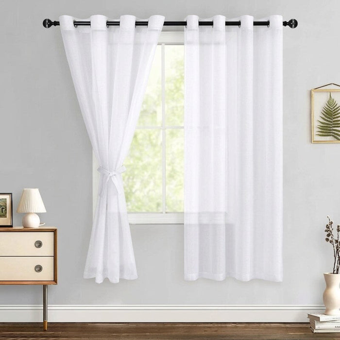 Hiasan White Sheer Curtains for Bedroom With Tiebacks, W52 X L63, 2 Soft Panels by Vanessa Jane