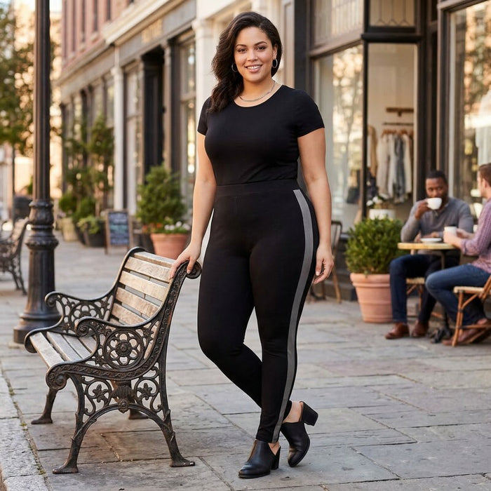 Style & Co Plus Size Velour-Trimmed Leggings, 20W/Black by Vanessa Jane