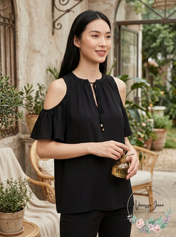 Michael Michael Kors Flutter-Sleeve Cold-Shoulder Blouse, Size Medium by Vanessa Jane