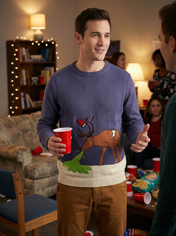 Alex Stevens Mens Reindeer Hangover Ugly Christmas Sweater, Size Small by Vanessa Jane