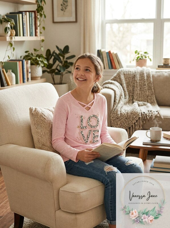 Epic Threads Big Girls Love T-Shirt Pink, Size Extra Large by Vanessa Jane