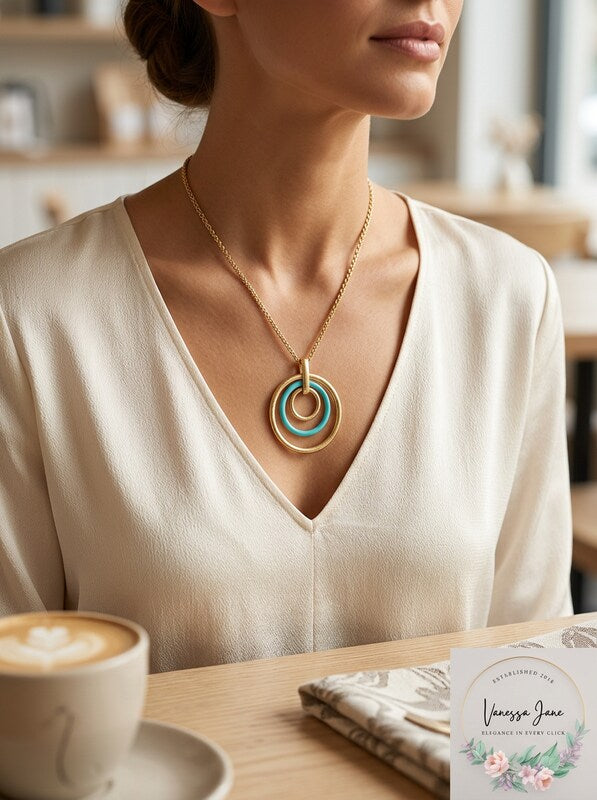 Lucky Brand Chain Circle Ring Necklace (Gold) Necklace by Vanessa Jane