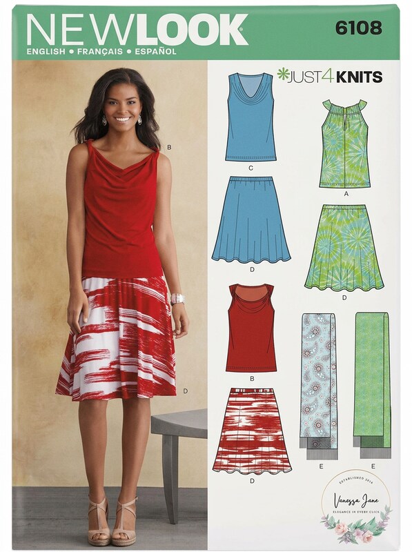 New Look Pattern 6108 - Misses Just 4 Knits Separates, Size: A (4-6-8-10-12-14- by Vanessa Jane