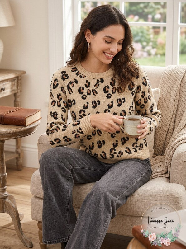 Planet Gold Juniors Animal-Print Sweater by Vanessa Jane