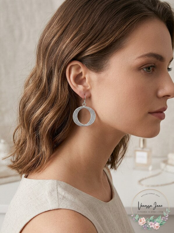 Thalia Sodi Silver-Tone Multi-Ring Medium 1.3 Drop Hoop Earrings by Vanessa Jane