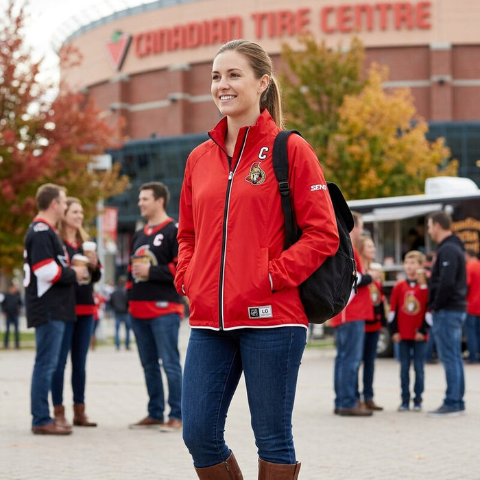 NHL Ottowa Senators Womens Hockey Light Weight Full Zip Jacket, Size Large by Vanessa Jane