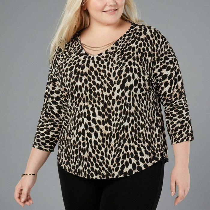 I.N.C. Plus Size Embellished Animal-Print Top, Size 1X by Vanessa Jane