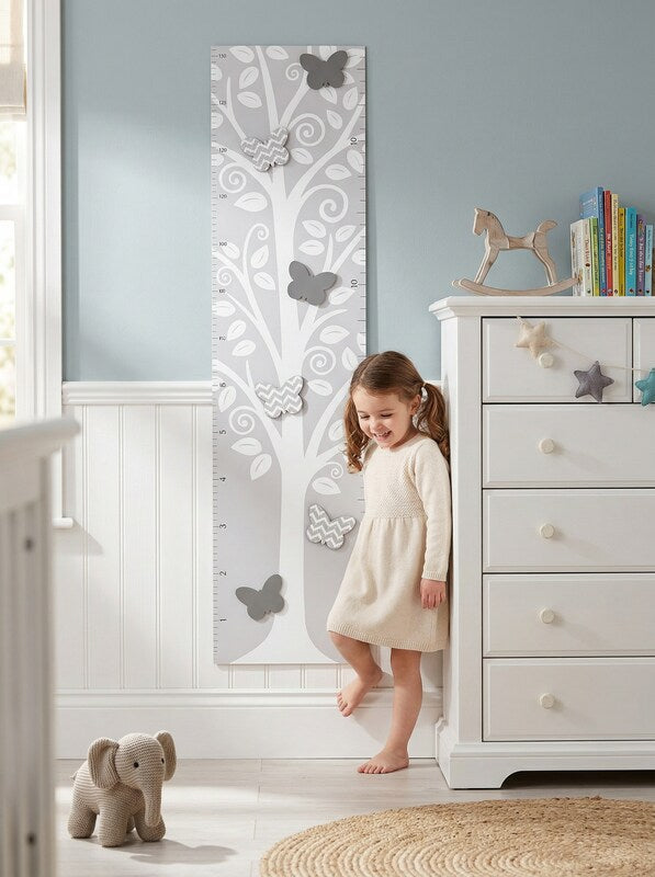 Brewster Silhouette Tree with 3D Butterflies Growth Chart Wall Decal by Vanessa Jane
