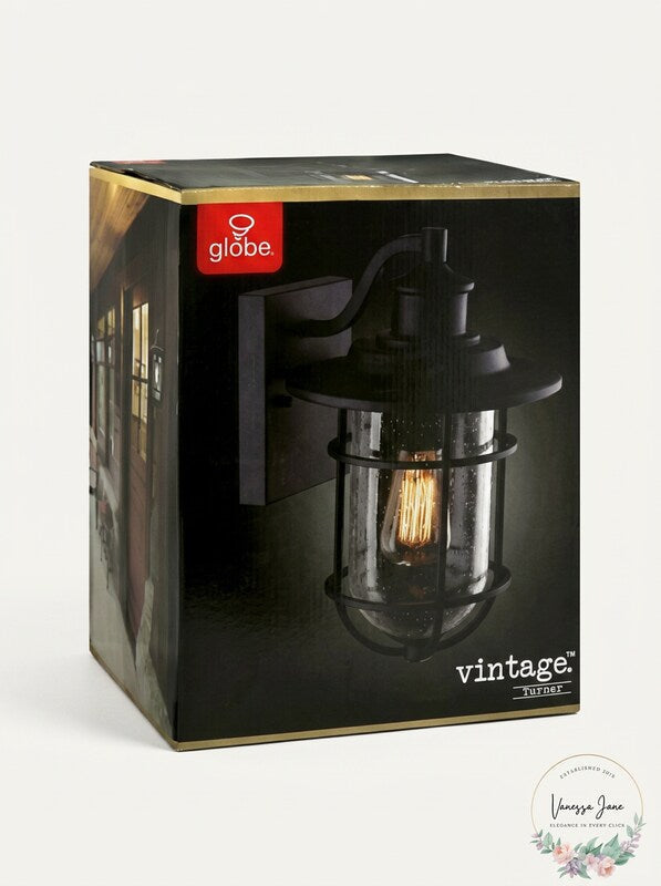 Globe 44308 Vintage Turner Wall Sconce, Natural, Black by Vanessa Jane