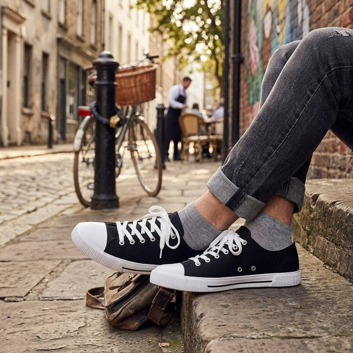 Women Sugar Paige White No Tie Lace Up Canvas Sneakers Black Denim Shoes 6 M by Vanessa Jane