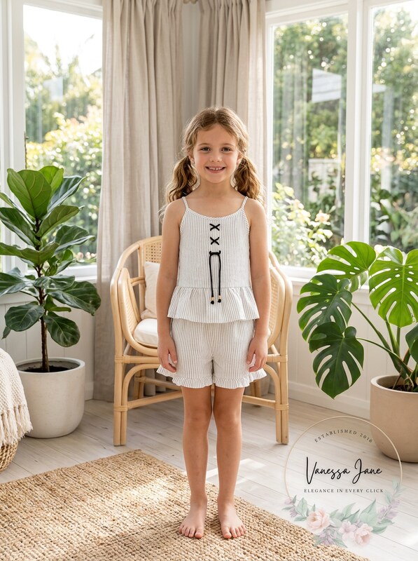 Epic Threads Girls 2-Pc. Striped Tank Top and Shorts Set, Size Small by Vanessa Jane