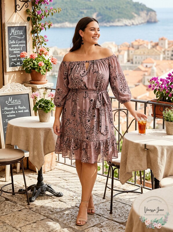 City Chic Trendy Plus Size Printed Off-The-Shoulder Peasant Dress, Size 20W by Vanessa Jane