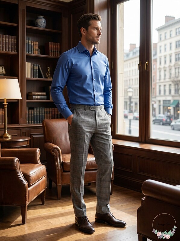 Calvin Klein Men’s Slim-Fit Mini-Check Dress Pants by Vanessa Jane