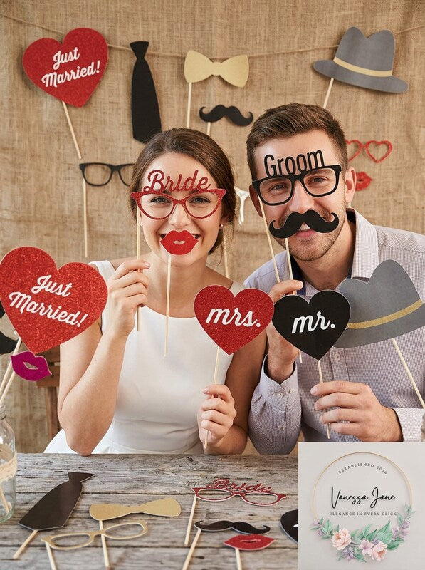 Studio His and Hers Wedding Photo Booth Props 16 props by Vanessa Jane