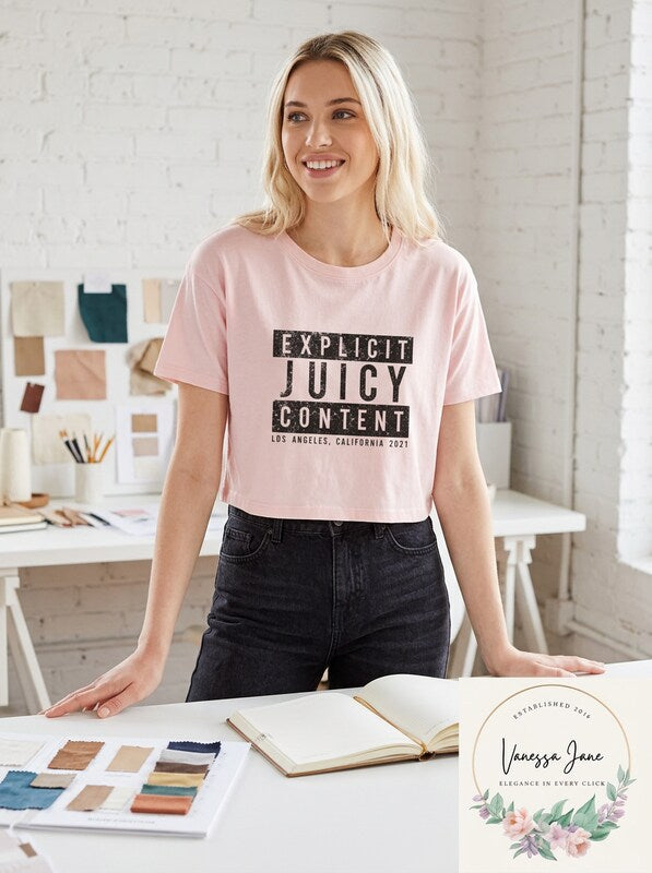 Juicy Couture Cropped Cotton Graphic T-Shirt, Size Large by Vanessa Jane