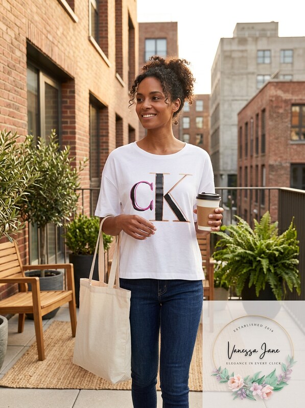 Calvin Klein Jeans Embroidered Logo T-Shirt, Size Large by Vanessa Jane