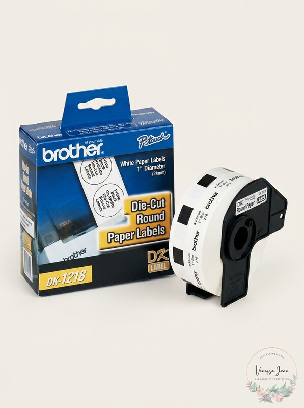 Brother Die-Cut Round Paper Labels 1 Did 1000/Roll White DK1218 by Vanessa Jane