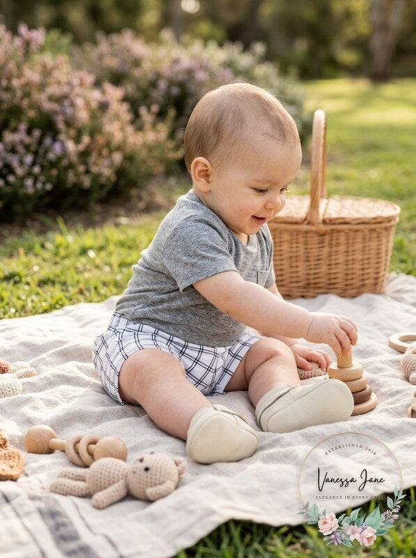 First Impressions Baby Boys Windowpane Plaid Shorts-Size 6-9Mo by Vanessa Jane