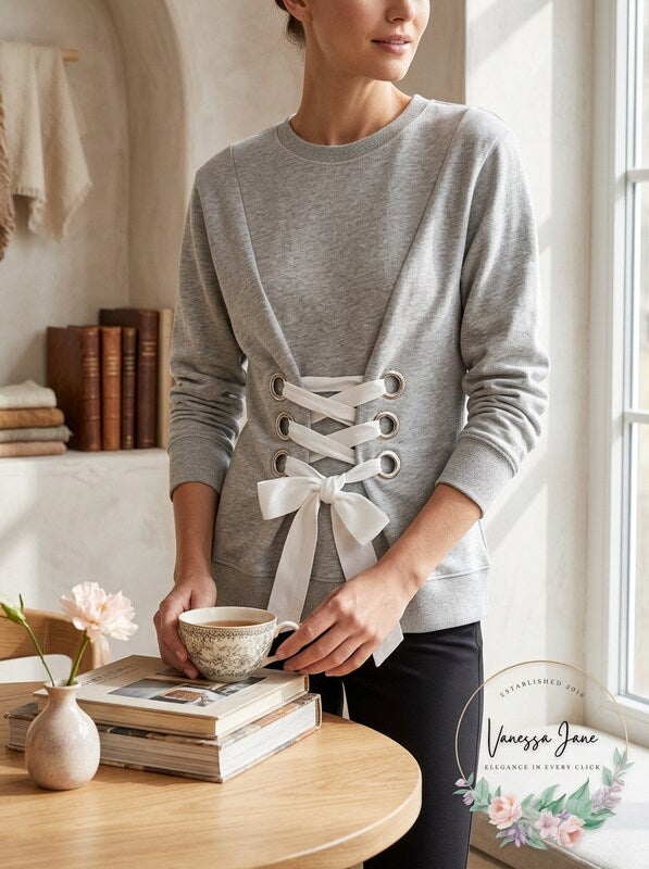 Derek Lam 10 Crosby Lace-Up Sweatshirt, Size XS by Vanessa Jane