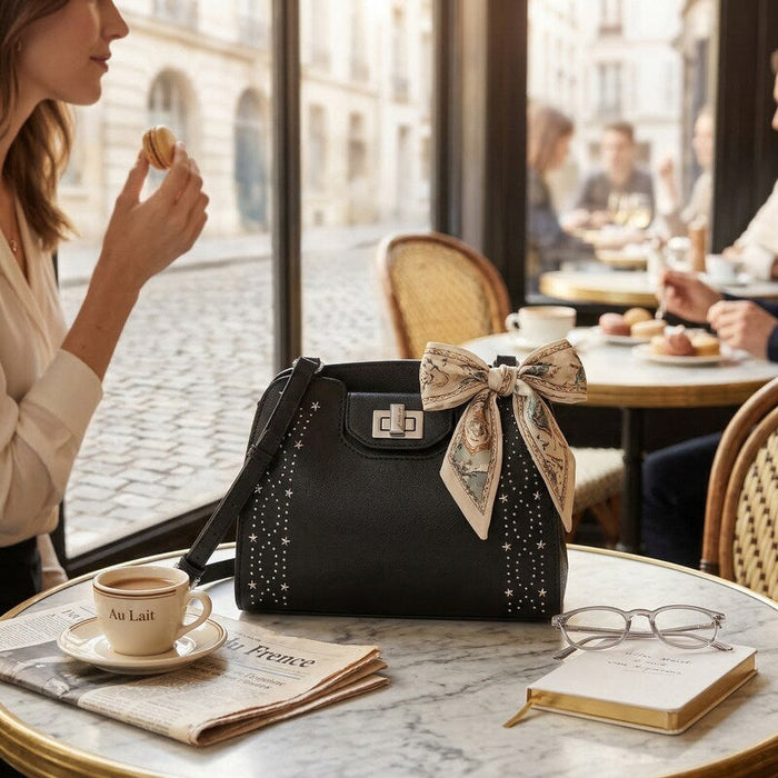 Calvin Klein Clementine Mercury Leather and Celestial Stud Embellished Crossbody by Vanessa Jane