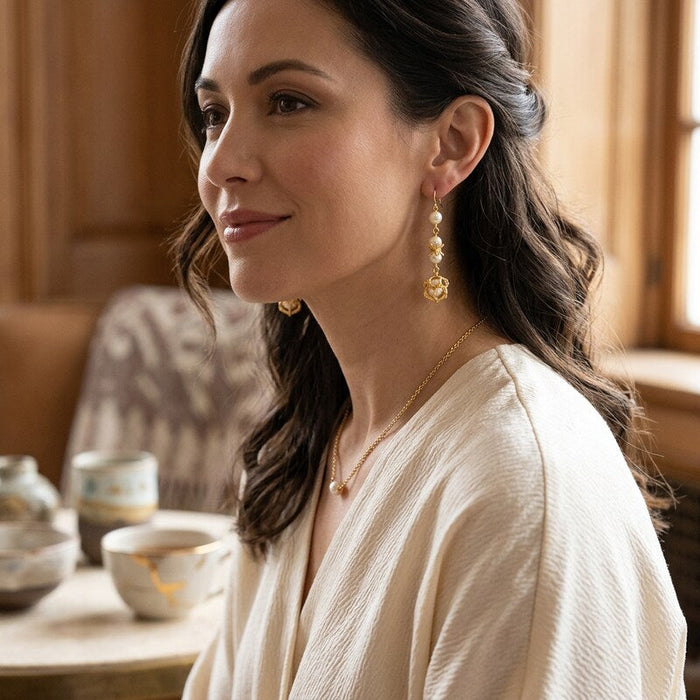 Charter Club Gold-Tone Imitation Pearl Linear Drop Earrings by Vanessa Jane